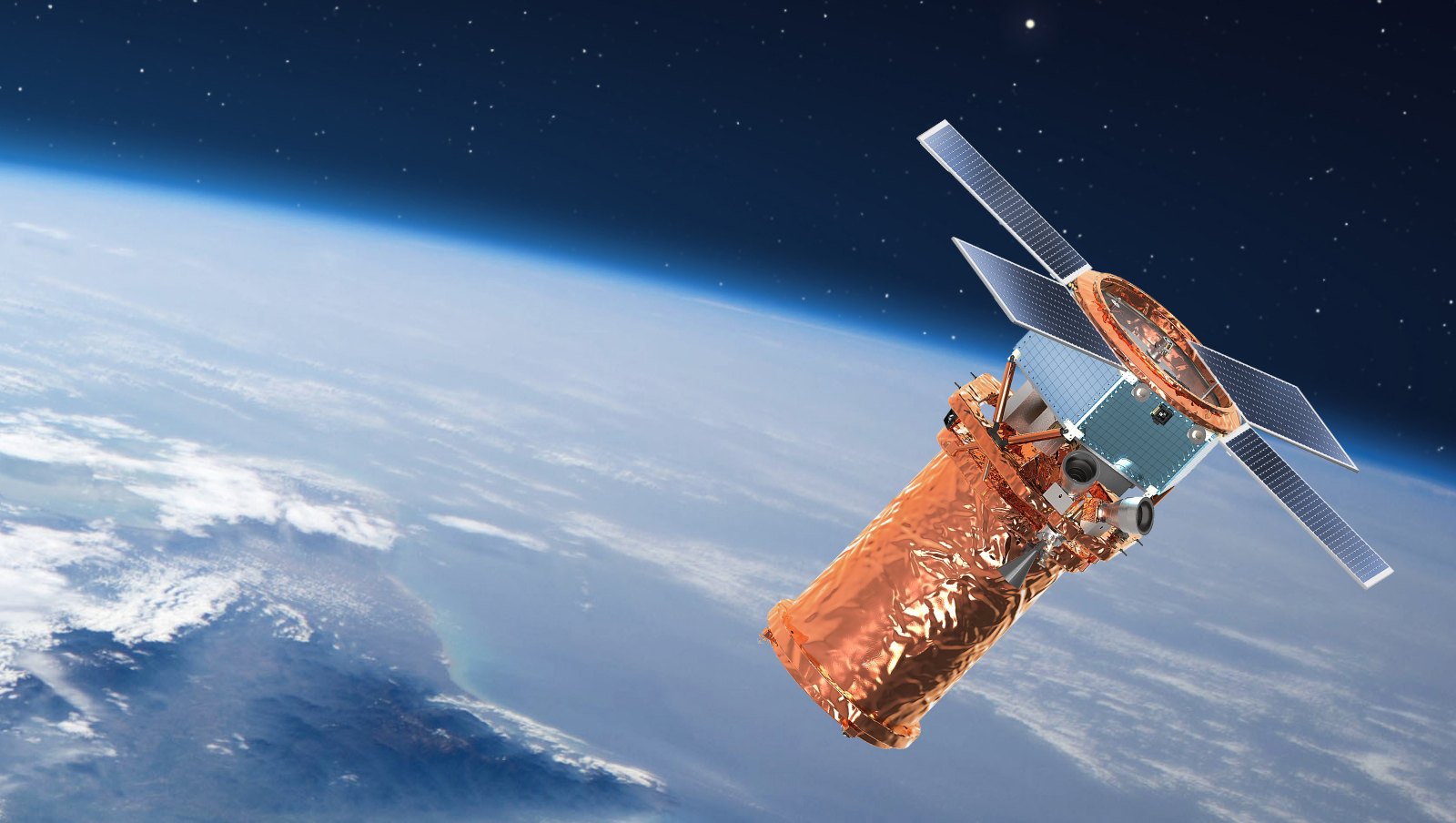 Satellite orbiting above Earth